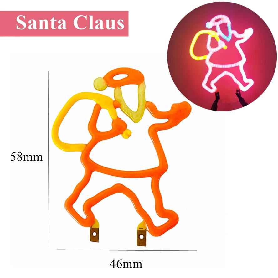 Christmas Decoration LED Neon Sign Light Deer Head LED Lamp Christmas Hat Elk Tree Snowflake Decor Room Wall Shop Window Hang