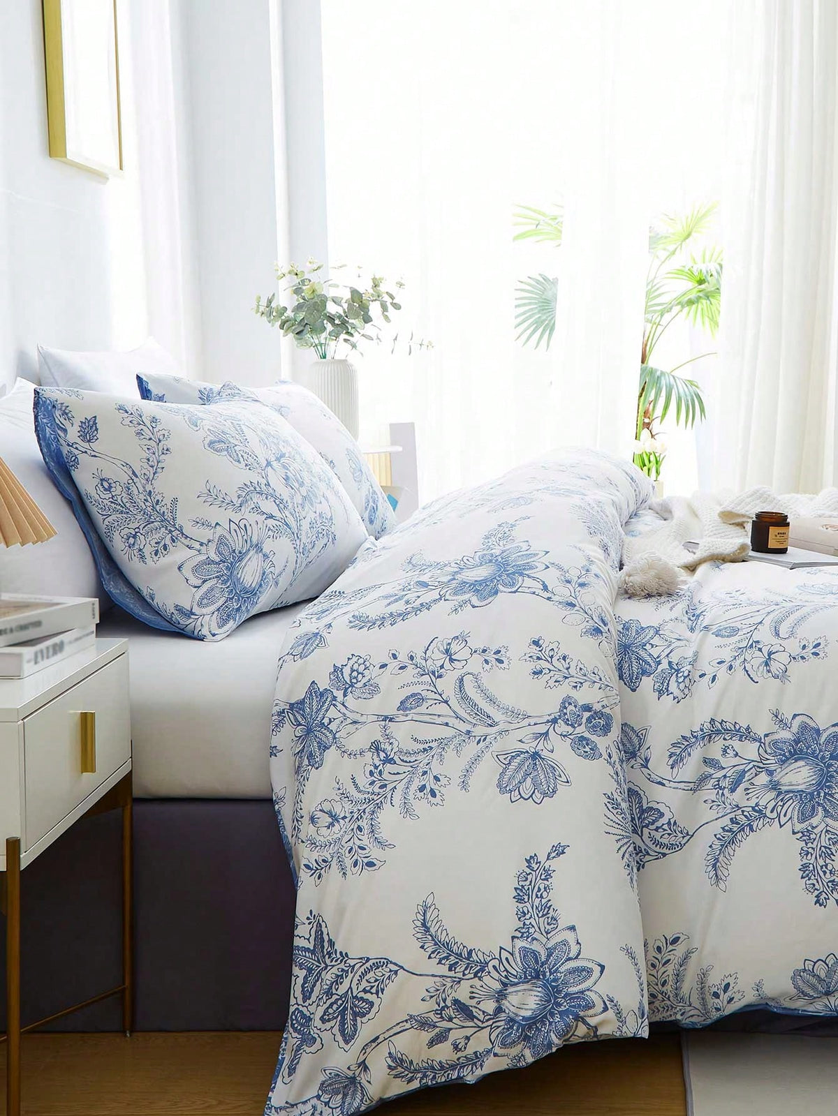 3Pcs Floral Pattern Duvet Cover Set, Bedding, Super Soft & Skin-Friendly Duvet Cover, Washed, Floral Print Duvet Cover Set, Includes Pillow Case, Excludes Comforter, Suitable for Single Bed, Double Bed, King Size Bed, Queen Size Bed, All Seasons, Home Decor, Bedding Gift Set, Machine Washable