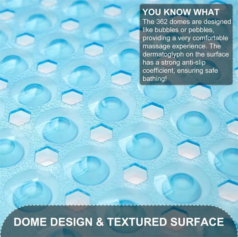 Extra Long Non-Slip Bath Mat Bath Tub Shower Mats Washable Bathtub Mat with Drain Holes
