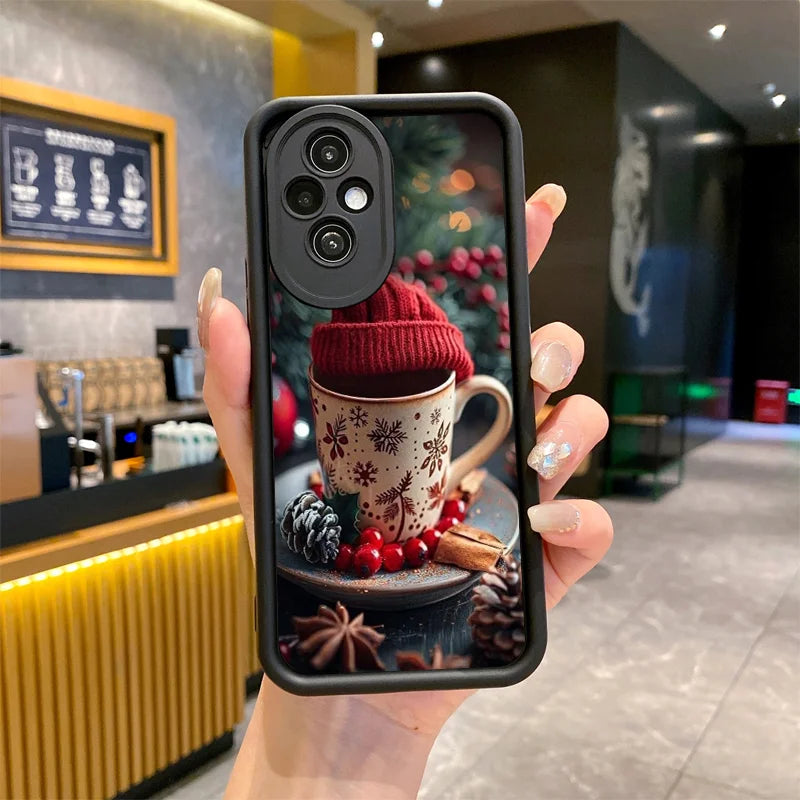Hot Coffe Cup Christmas Decorate Cartoon Phone Case for Huawei Nova 11i 10 9 7 SE P20 P30 Pro Y70 Y61 Mate 50 40 PRO Soft Cover