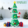 7FT Light Up Christmas Inflatable Model Giant Blow Up Christmas Tree with Santa Snowman and Gift Boxes LED Outdoor Yard Decor
