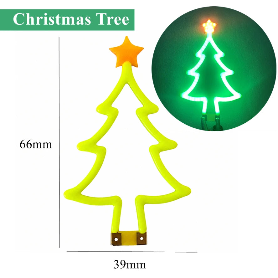 Christmas Decoration LED Neon Sign Light Deer Head LED Lamp Christmas Hat Elk Tree Snowflake Decor Room Wall Shop Window Hang