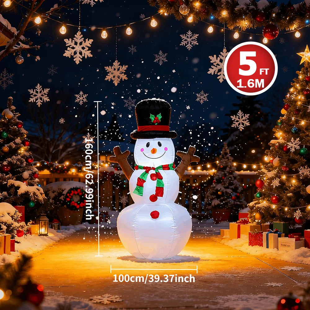 Christmas Inflatable Decorations - Branch Snowman, Santa Claus, Gingerbread Man, Gift Bag Snowman LED Light Lawn Decorations