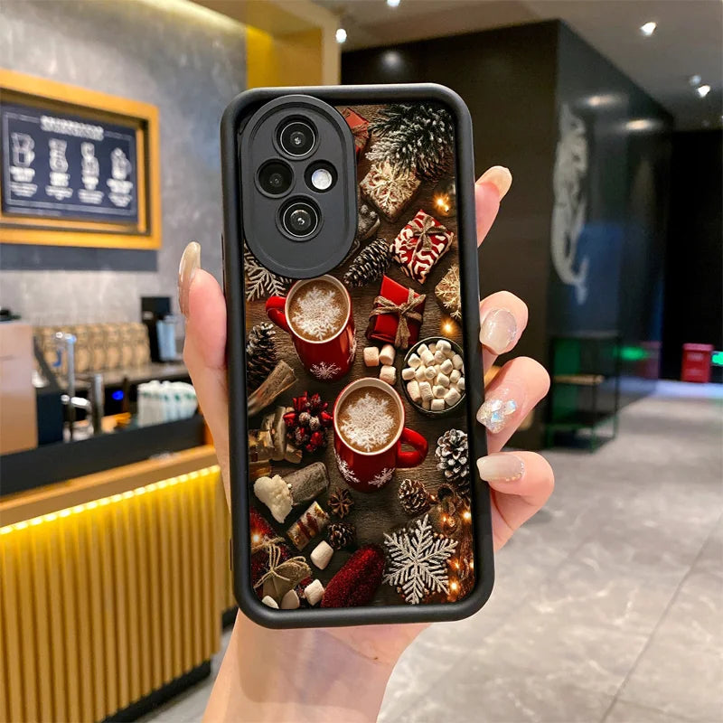Hot Coffe Cup Christmas Decorate Cartoon Phone Case for Huawei Nova 11i 10 9 7 SE P20 P30 Pro Y70 Y61 Mate 50 40 PRO Soft Cover