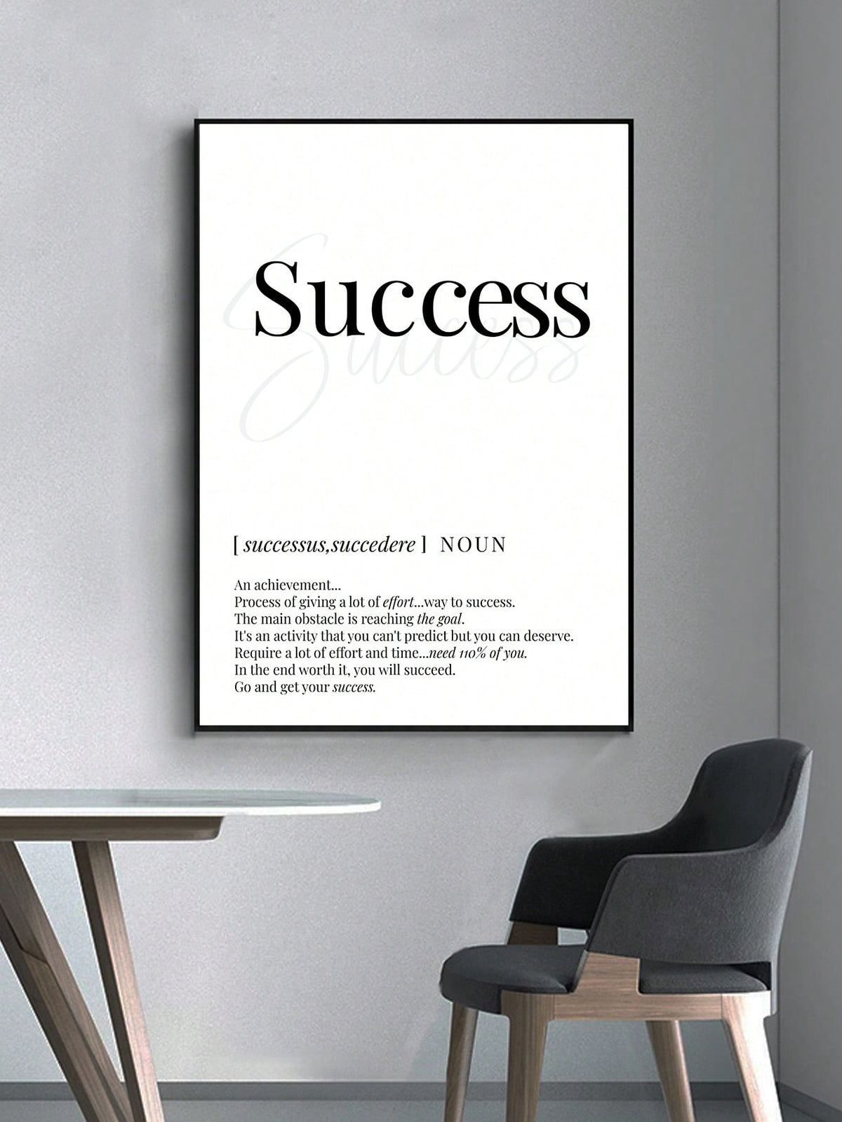 1Pc Motivational Letter Print "Success" Wall Art without Frame, Perfect for Living Room or Study Room Decoration, Canvas, Poster Gifts Birthday Graduation