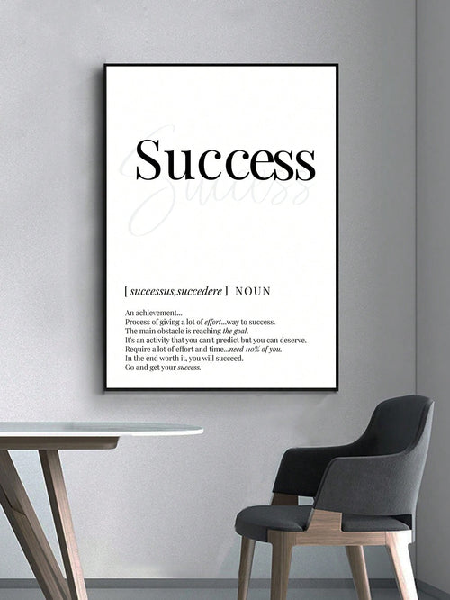 1Pc Motivational Letter Print "Success" Wall Art without Frame, Perfect for Living Room or Study Room Decoration, Canvas, Poster Gifts Birthday Graduation
