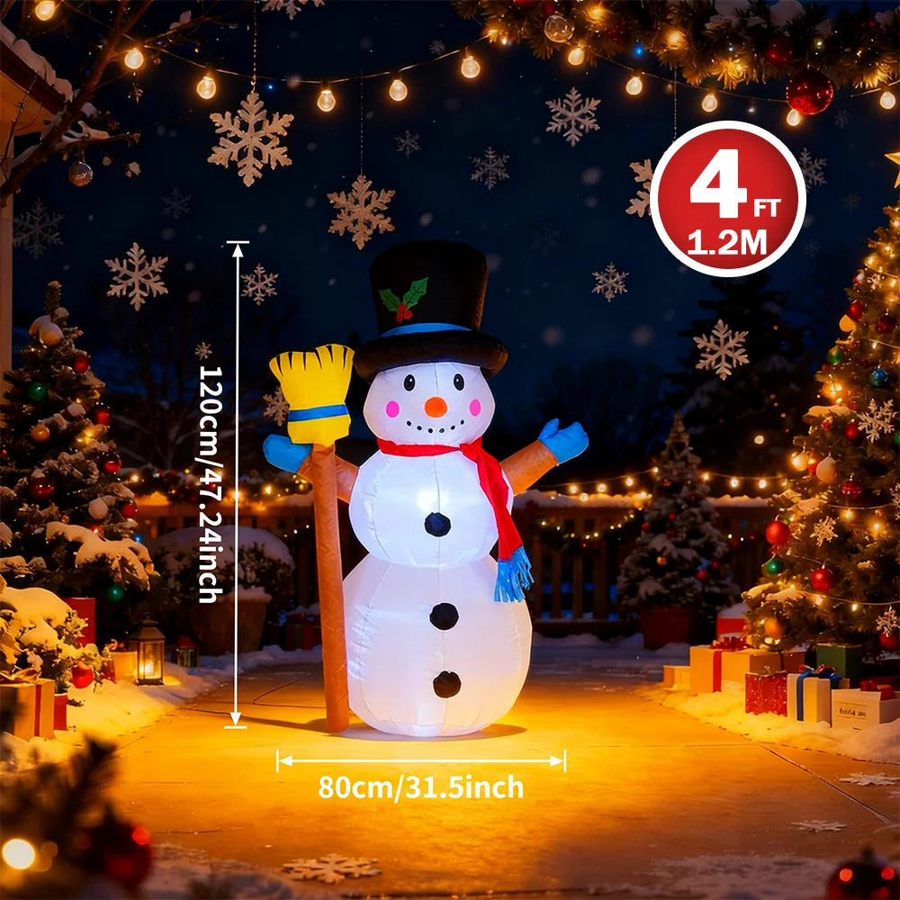 Christmas Inflatable Decorations - Branch Snowman, Santa Claus, Gingerbread Man, Gift Bag Snowman LED Light Lawn Decorations