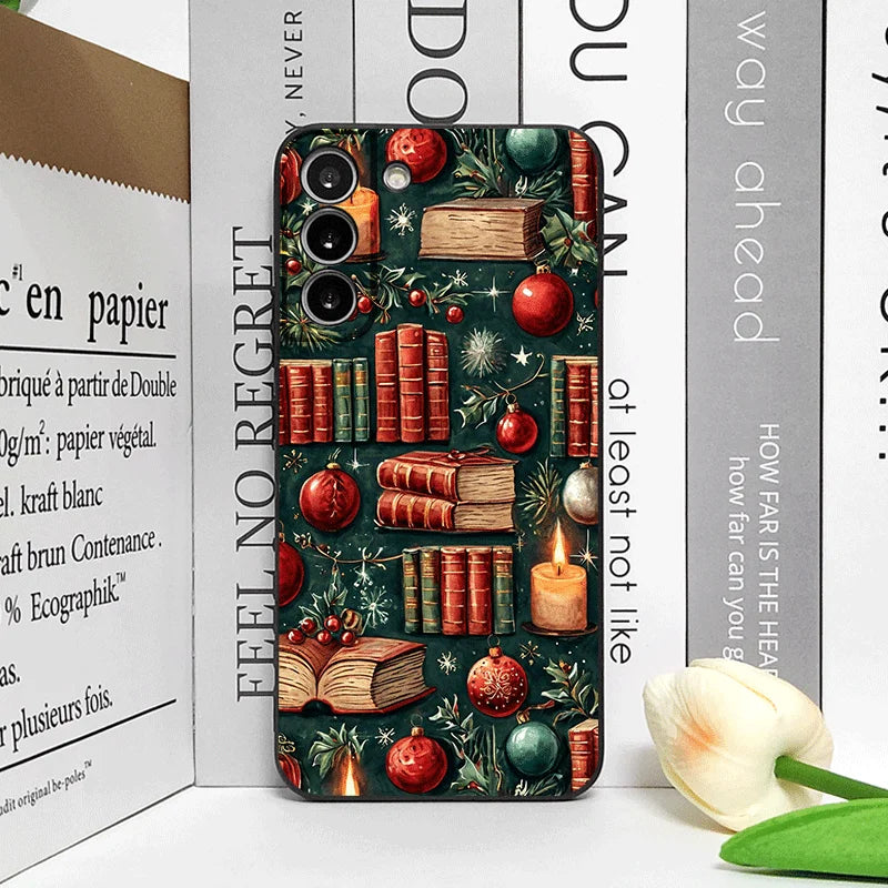 Christmas Decorations Bookshelf Book Print Phone Case for Honor Huawei 200 100 PRO 80 90 70 Lite X9 X8 Magic 7 6 5Pro Soft Cover