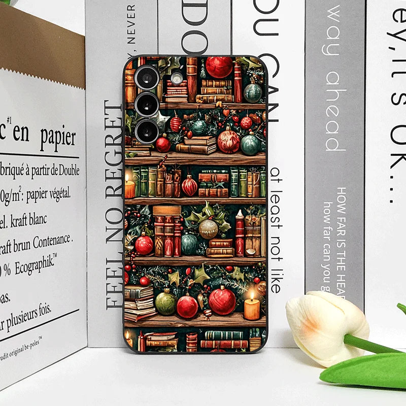 Christmas Decorations Bookshelf Book Print Phone Case for Honor Huawei 200 100 PRO 80 90 70 Lite X9 X8 Magic 7 6 5Pro Soft Cover