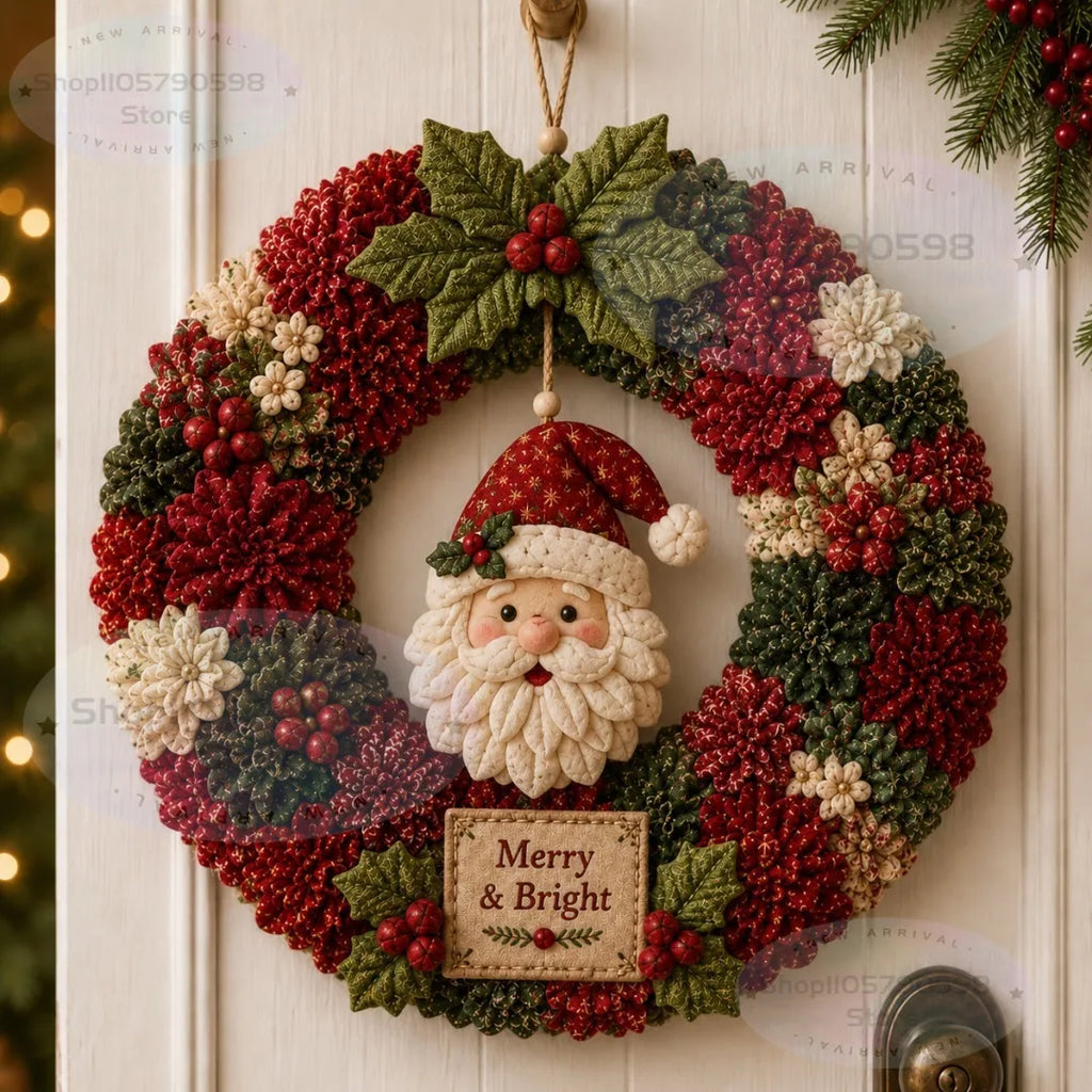 3D Fabric Poke Wreath DIY Kit, Christmas Wreath DIY Kit for Adults,3D Fabric Poke Art Craft Kit,Holiday Wreath Making Kit