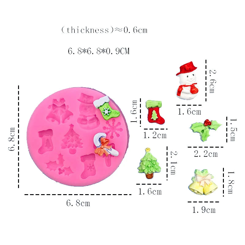 Kitchen Ware Snowflake Snowman Christmas Sock Bells Cooking Tools Cake Decorating Silicone Mold For Baking Fondant Sugar Craft