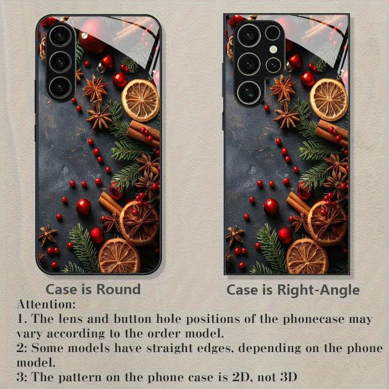 Christmas Decoration Design Electroplated Glass Phone Case for Samsung Galaxy S26 S25 S24 S23 S22 S20 FE/Ultra/Plus anti Cover