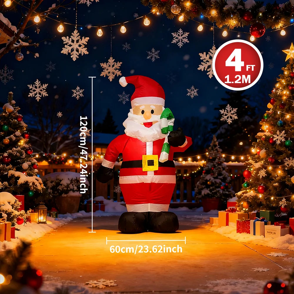 Christmas Inflatable Decorations - Branch Snowman, Santa Claus, Gingerbread Man, Gift Bag Snowman LED Light Lawn Decorations