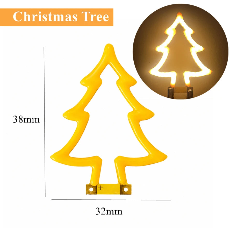 Christmas Decoration LED Neon Sign Light Deer Head LED Lamp Christmas Hat Elk Tree Snowflake Decor Room Wall Shop Window Hang