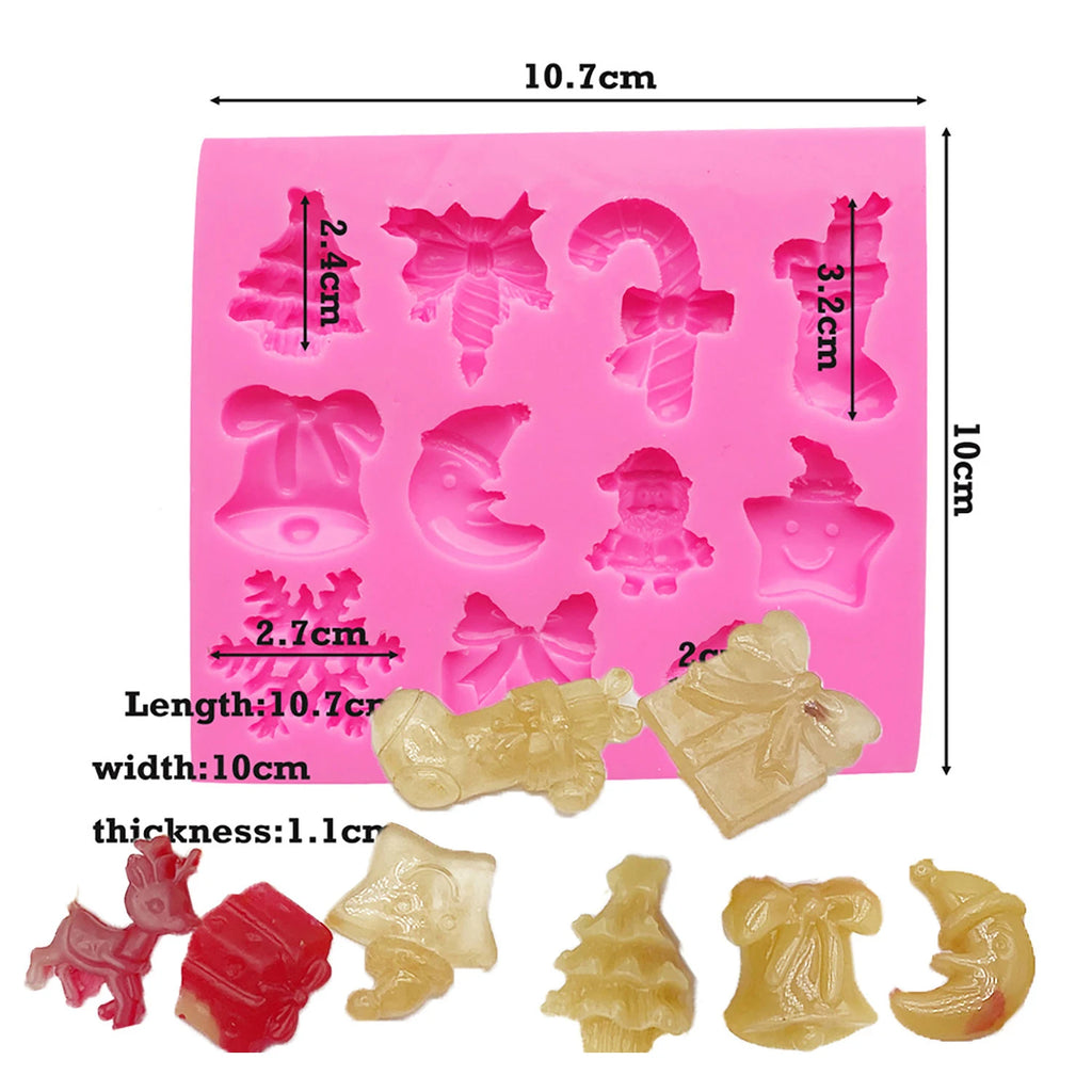 Kitchen Ware Snowflake Snowman Christmas Sock Bells Cooking Tools Cake Decorating Silicone Mold For Baking Fondant Sugar Craft