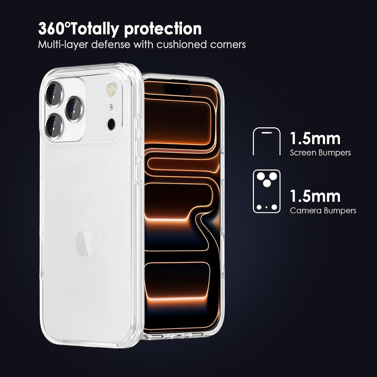 Phone Case Compatible with Iphone 17 Pro Max & Iphone 18 Pro Max, Clear Case Shockproof Protective Bumper Slim Cover for 6.9 Inch