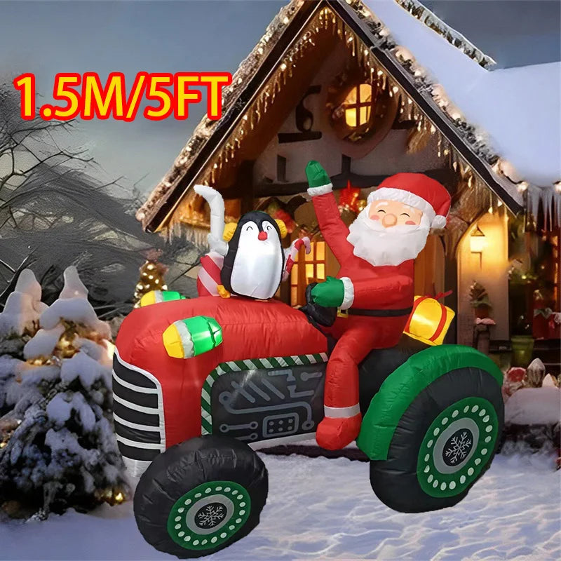 Inflatable Toys Santa Cartoon Vehicle Christmas Decorations Model Party New Year Yard Props Indoor Outdoor Xmas Garden Decor
