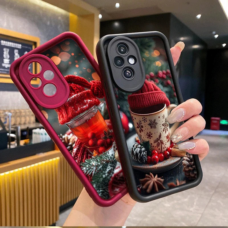 Hot Coffe Cup Christmas Decorate Cartoon Phone Case for Huawei Nova 11i 10 9 7 SE P20 P30 Pro Y70 Y61 Mate 50 40 PRO Soft Cover