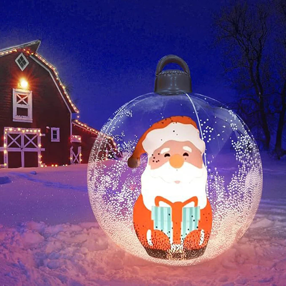 60cm PVC Giant Christmas Inflatable Ball 24 Inch Light Up Inflatable Christmas Ball Outdoor Xmas Tree Decorated Balls Ornaments