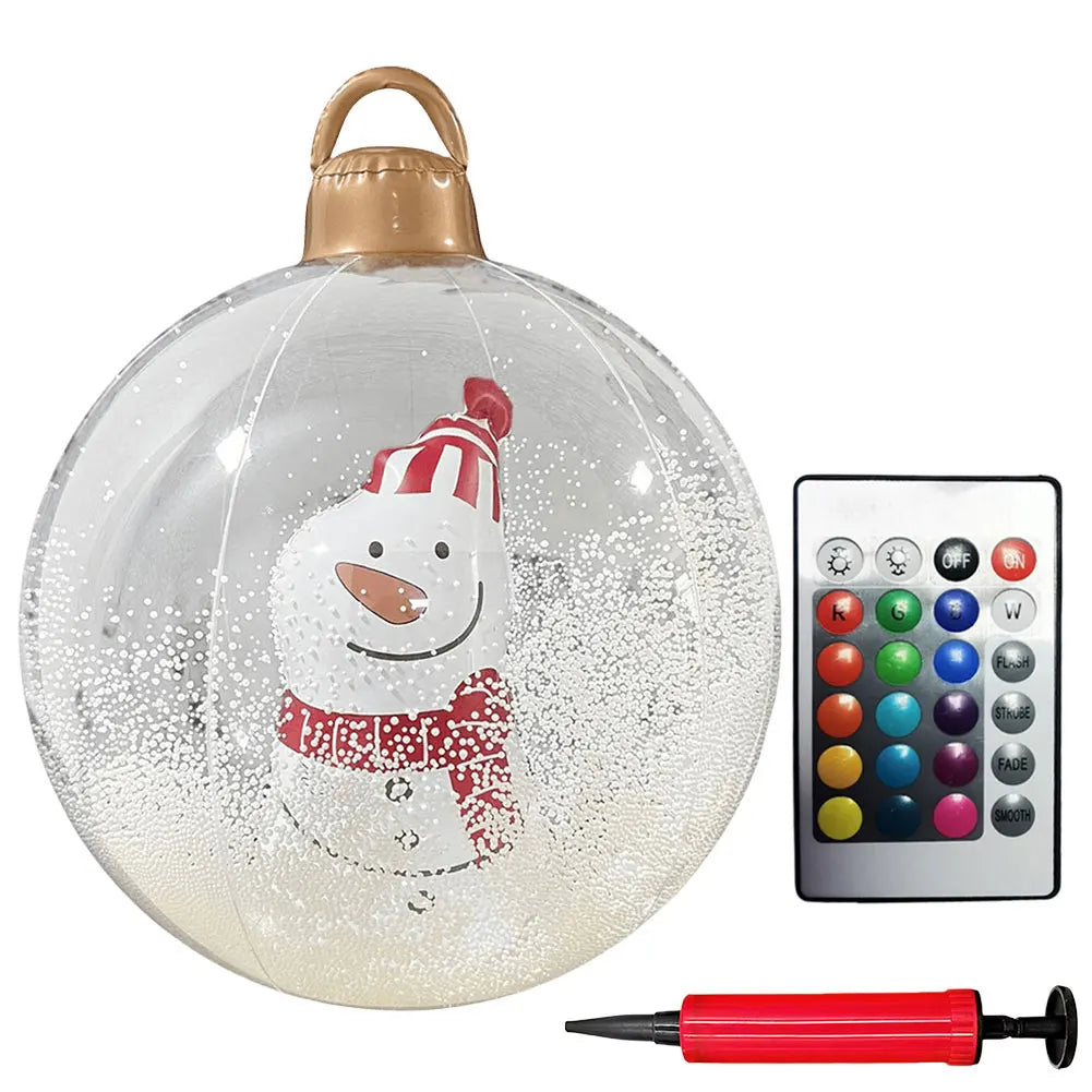 60cm PVC Giant Christmas Inflatable Ball 24 Inch Light Up Inflatable Christmas Ball Outdoor Xmas Tree Decorated Balls Ornaments