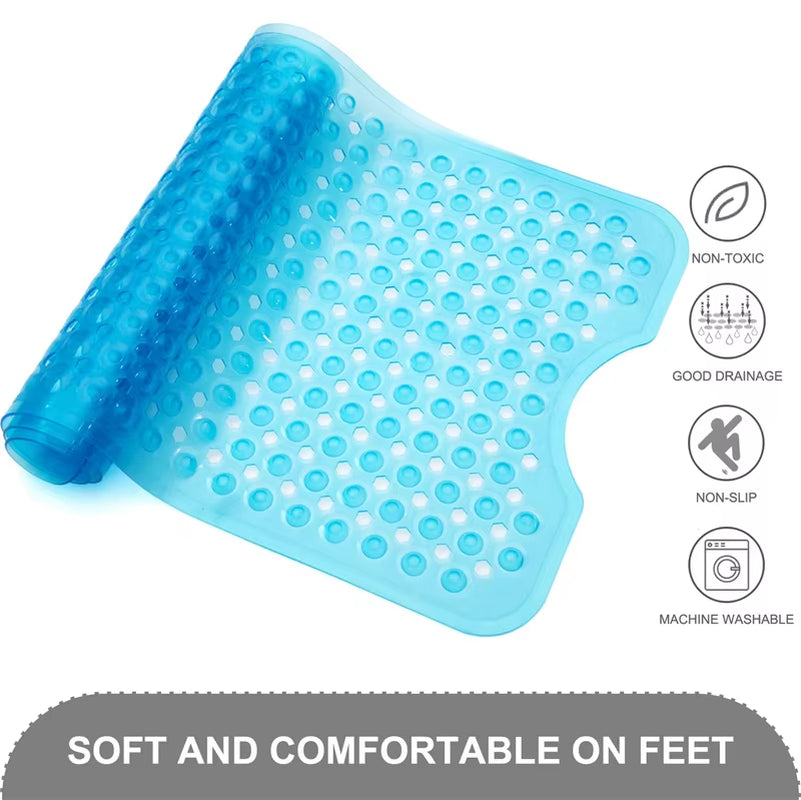 Extra Long Non-Slip Bath Mat Bath Tub Shower Mats Washable Bathtub Mat with Drain Holes