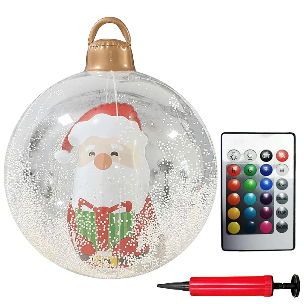 60cm PVC Giant Christmas Inflatable Ball 24 Inch Light Up Inflatable Christmas Ball Outdoor Xmas Tree Decorated Balls Ornaments