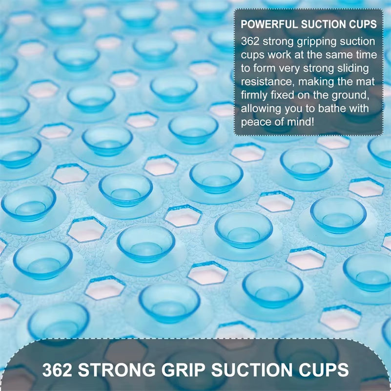 Extra Long Non-Slip Bath Mat Bath Tub Shower Mats Washable Bathtub Mat with Drain Holes