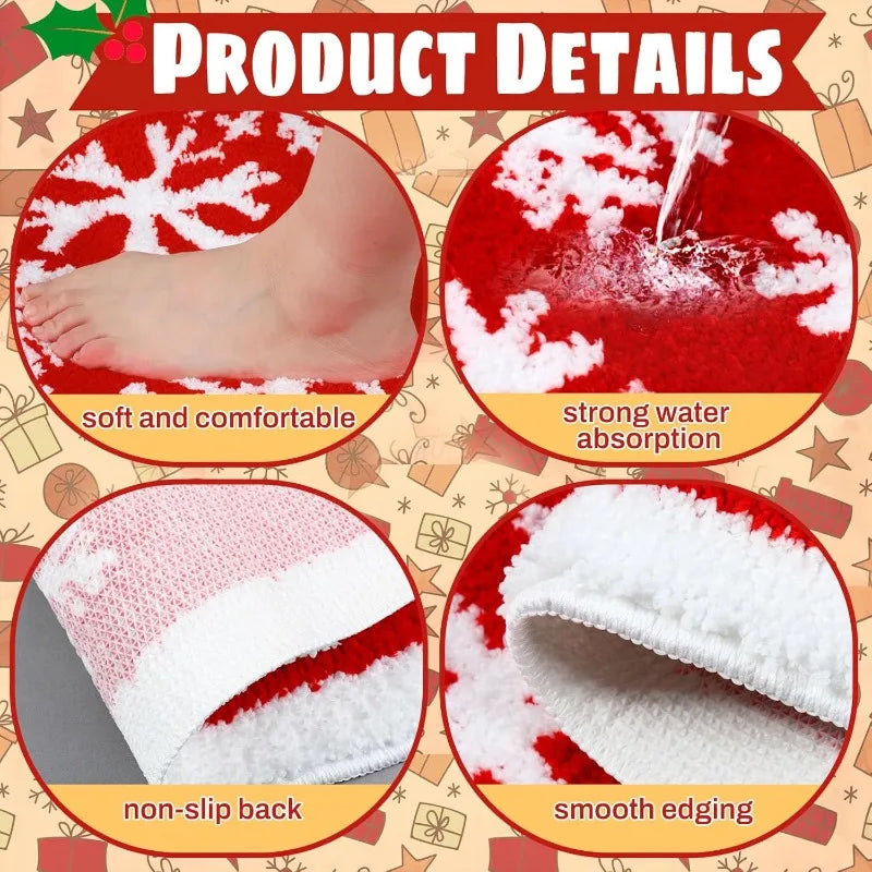 Christmas Floor Mat Absorbent Non Slip Bathroom Kitchen Holiday Decoration