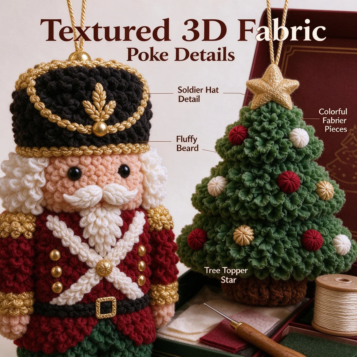 New 3D Fabric Poke Christmas Ornament Kit for Christmas Trees and Soldiers, holiday gifts, home decor ornaments, and pendants
