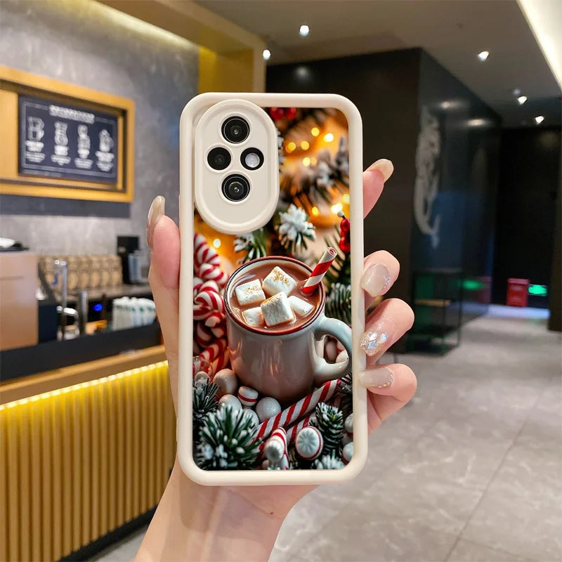 Hot Coffe Cup Christmas Decorate Cartoon Phone Case for Huawei Nova 11i 10 9 7 SE P20 P30 Pro Y70 Y61 Mate 50 40 PRO Soft Cover