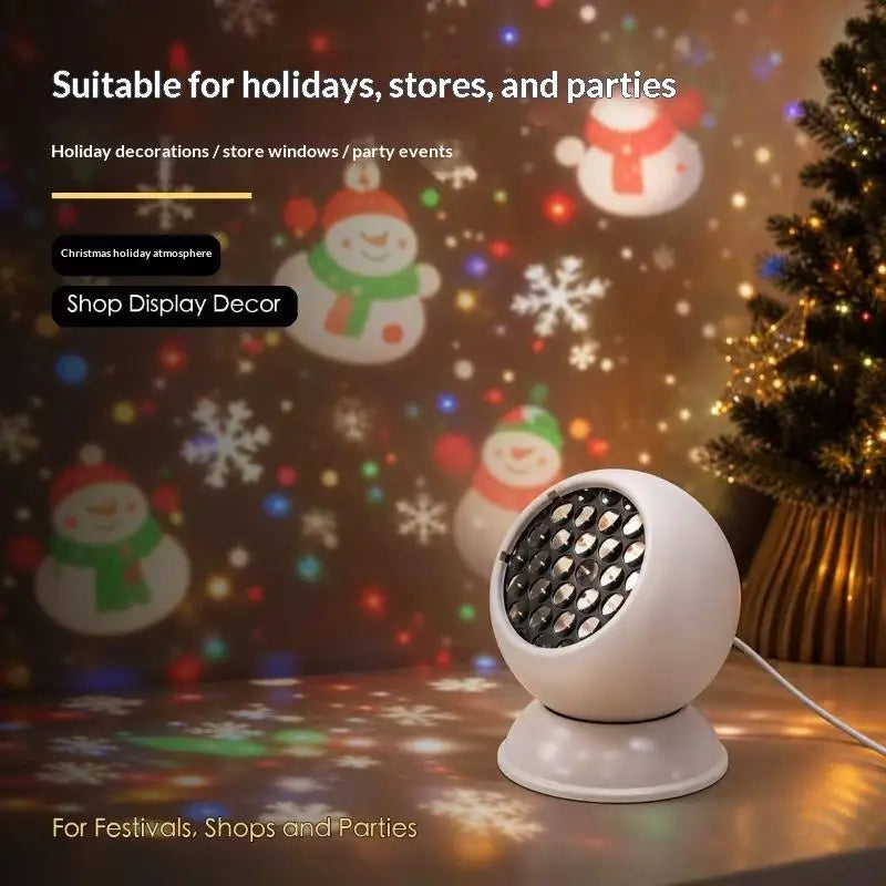 Christmas Snowflake LED Projector Lamp 360 Rotating Base Replaceable Lenses for Wedding Event Ambient Decor