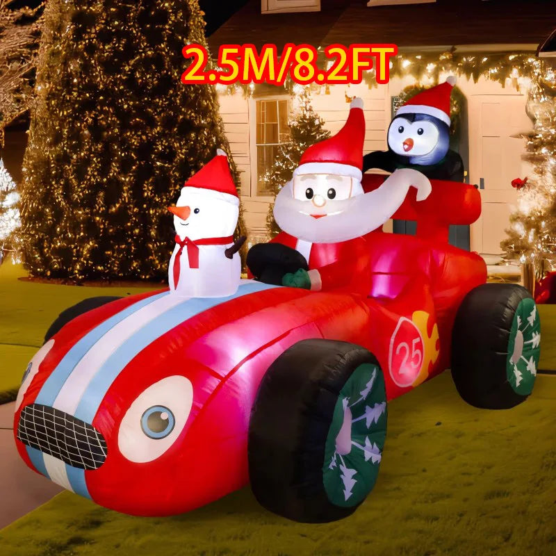 Inflatable Toys Santa Cartoon Vehicle Christmas Decorations Model Party New Year Yard Props Indoor Outdoor Xmas Garden Decor
