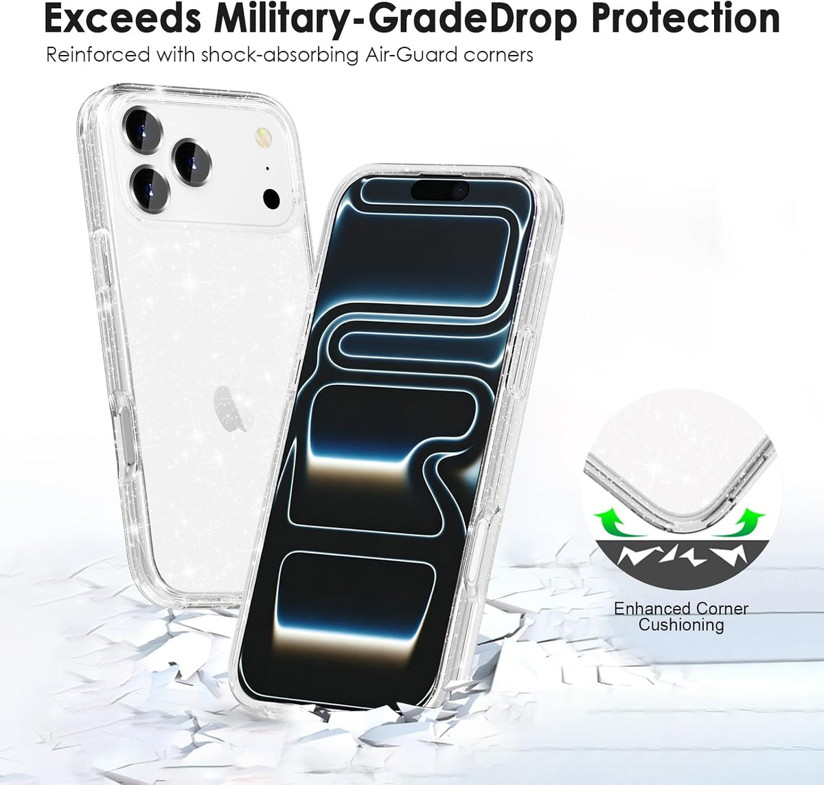 Phone Case Compatible with Iphone 17 Pro Max & Iphone 18 Pro Max, Glitter Case Clear Sparkling Protective Bumper Cute Cover for Girls Women
