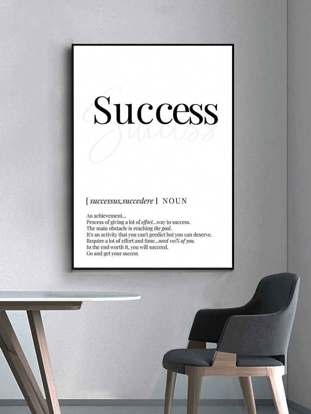 1Pc Motivational Letter Print "Success" Wall Art without Frame, Perfect for Living Room or Study Room Decoration, Canvas, Poster Gifts Birthday Graduation