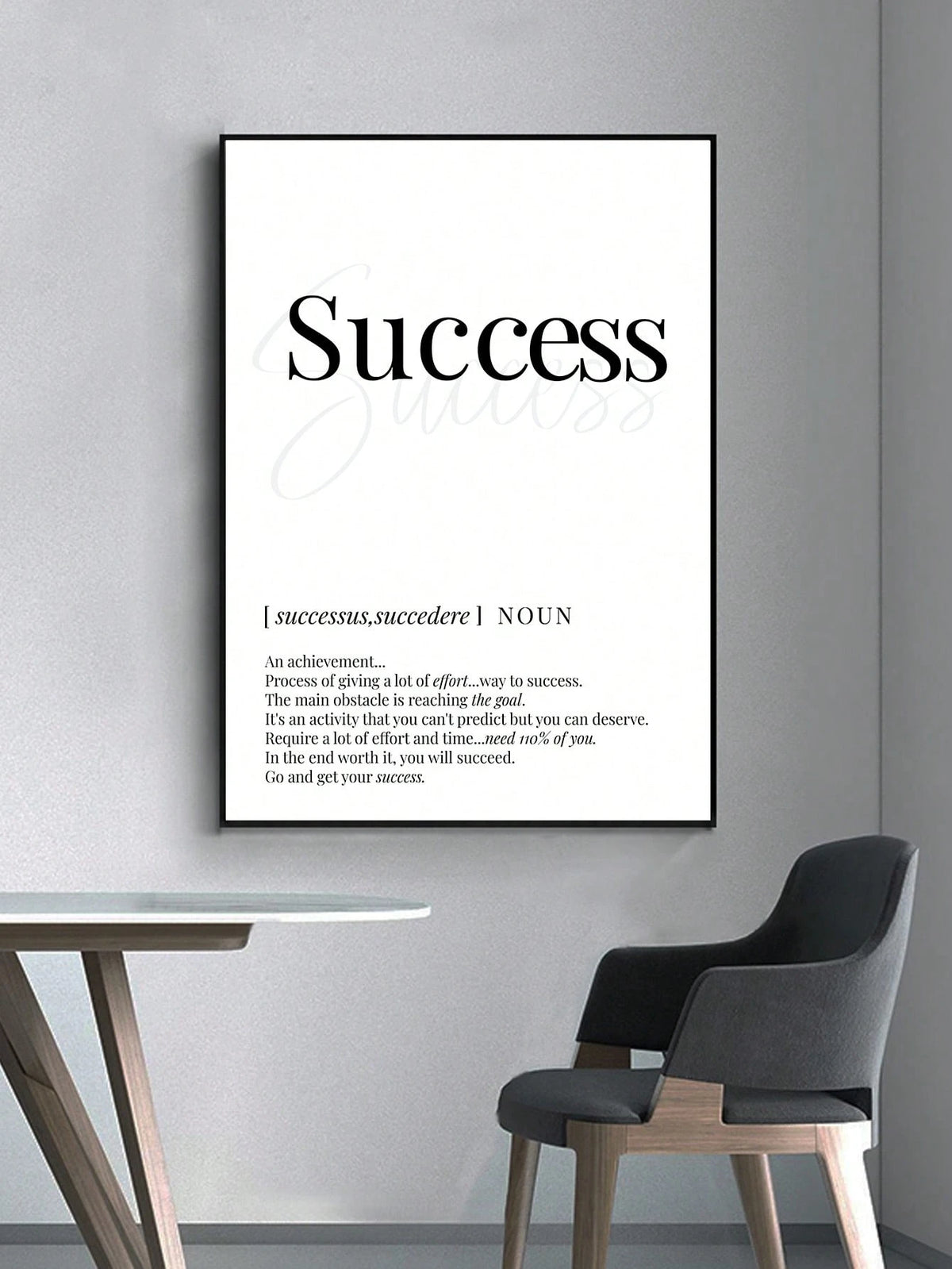 1Pc Motivational Letter Print "Success" Wall Art without Frame, Perfect for Living Room or Study Room Decoration, Canvas, Poster Gifts Birthday Graduation