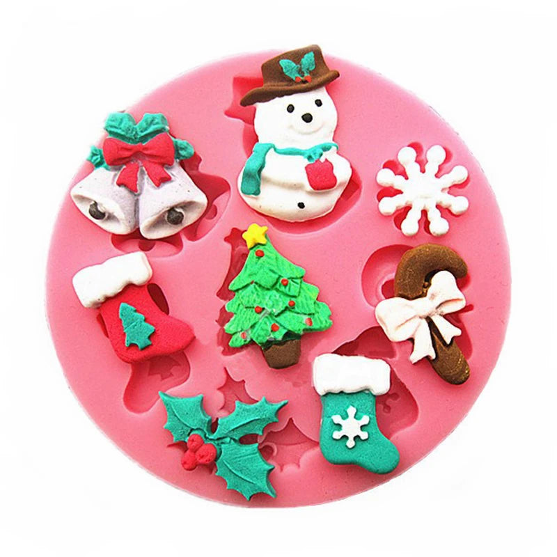 Kitchen Ware Snowflake Snowman Christmas Sock Bells Cooking Tools Cake Decorating Silicone Mold For Baking Fondant Sugar Craft