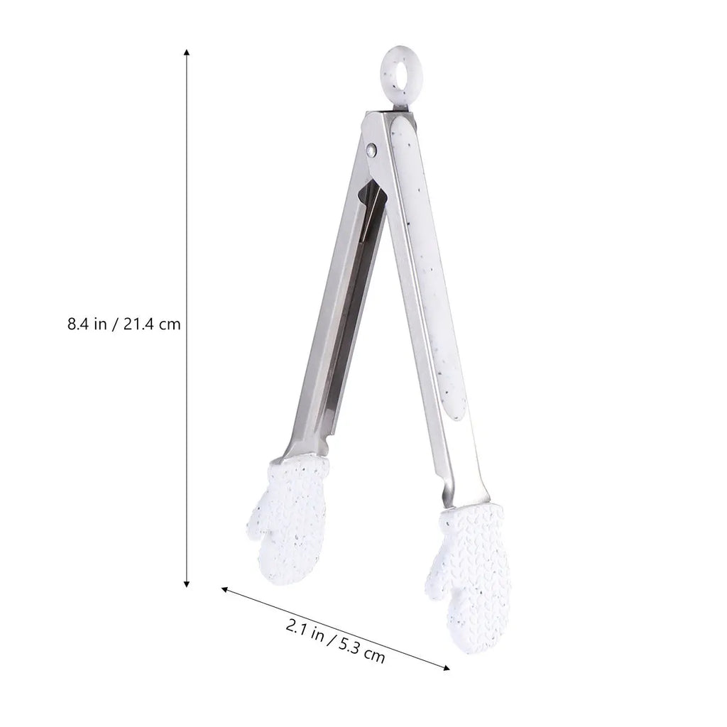 1Pcs Christmas Gloves Kitchen Food Tong Stainless Steel Bread Steak Clip Barbecue Clip Multipurpose Cooking Tool