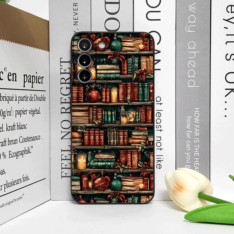 Christmas Decorations Bookshelf Book Print Phone Case for Honor Huawei 200 100 PRO 80 90 70 Lite X9 X8 Magic 7 6 5Pro Soft Cover