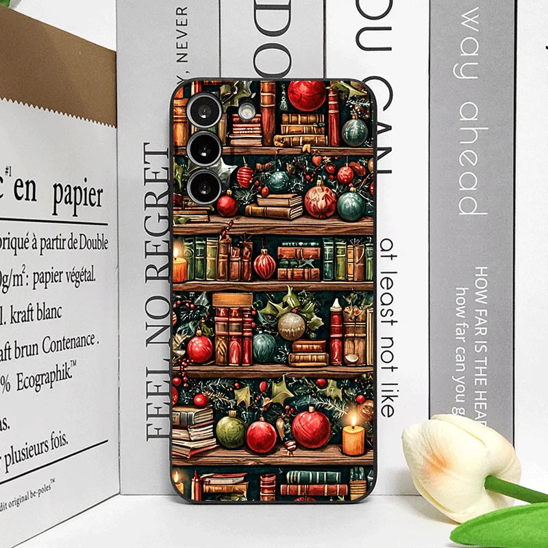 Christmas Decorations Bookshelf Book Print Phone Case for Honor Huawei 200 100 PRO 80 90 70 Lite X9 X8 Magic 7 6 5Pro Soft Cover
