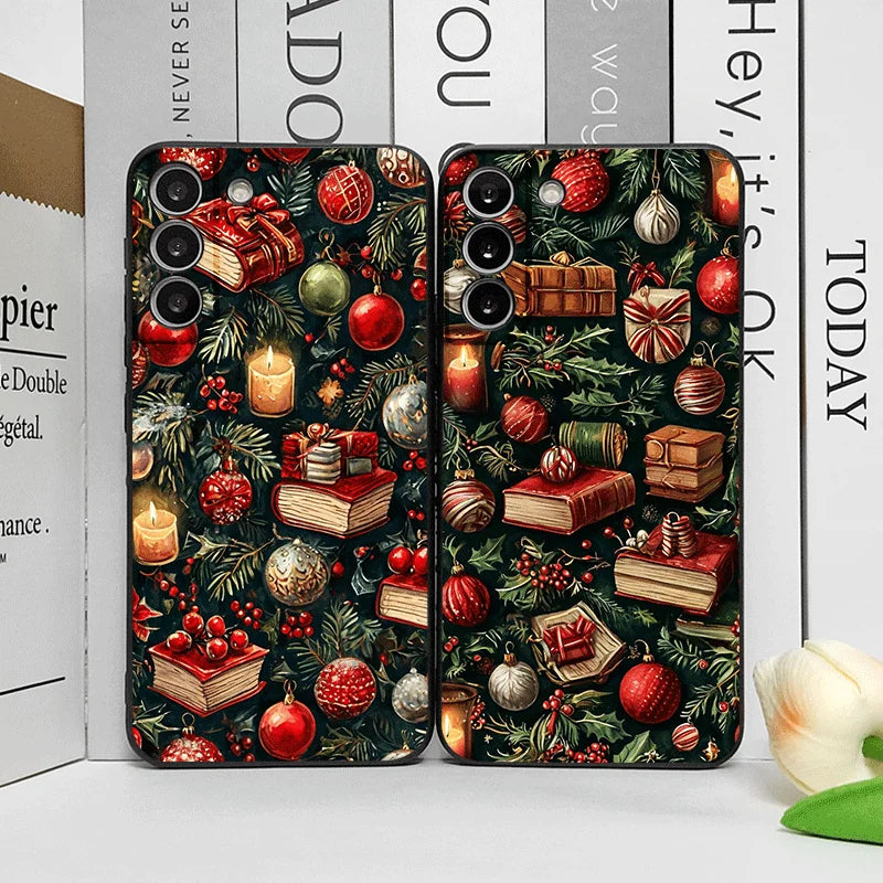 Christmas Decorations Bookshelf Book Print Phone Case for Honor Huawei 200 100 PRO 80 90 70 Lite X9 X8 Magic 7 6 5Pro Soft Cover