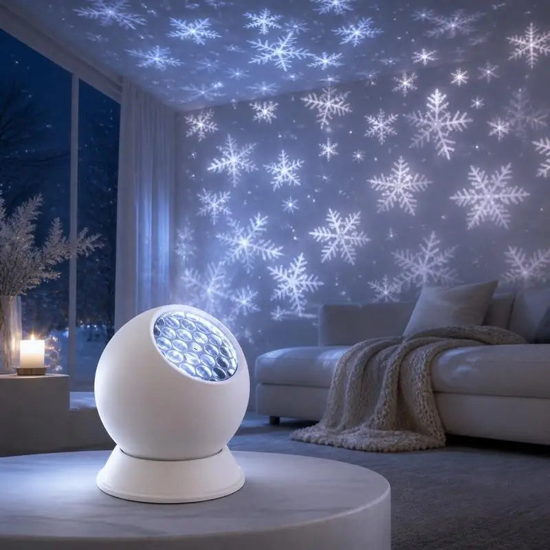 Christmas Snowflake LED Projector Lamp 360 Rotating Base Replaceable Lenses for Wedding Event Ambient Decor