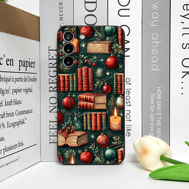 Christmas Decorations Bookshelf Book Print Phone Case for Honor Huawei 200 100 PRO 80 90 70 Lite X9 X8 Magic 7 6 5Pro Soft Cover
