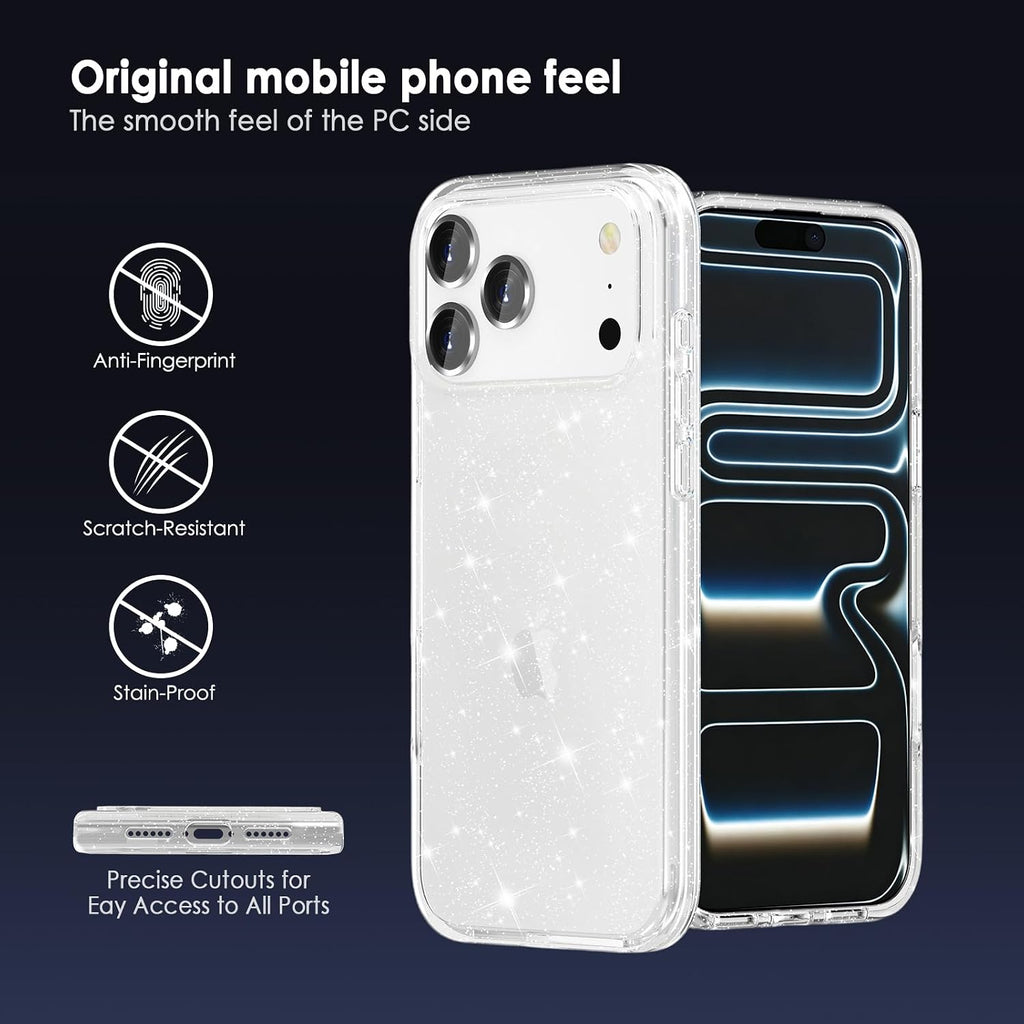 Phone Case Compatible with Iphone 17 Pro Max & Iphone 18 Pro Max, Glitter Case Clear Sparkling Protective Bumper Cute Cover for Girls Women