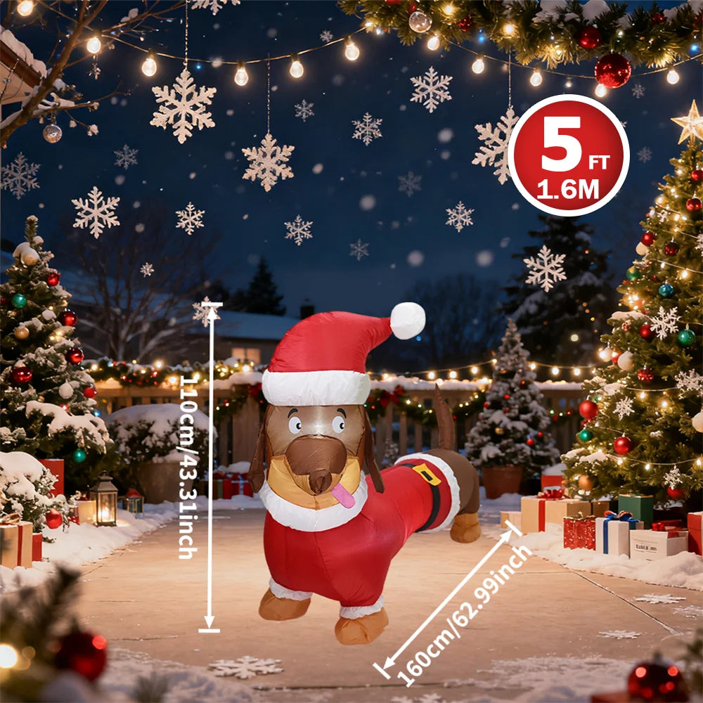 Christmas Inflatable Decorations - Branch Snowman, Santa Claus, Gingerbread Man, Gift Bag Snowman LED Light Lawn Decorations