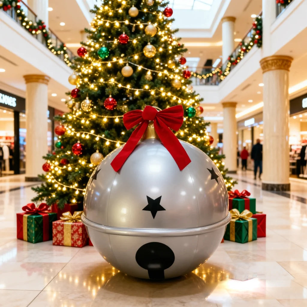 23.5inch Giant Christmas Inflatable Bell Balls, Large Bell Balls, Joyful Christmas Decorations, Christmas Balloons, Outdoor Decorations, Suitable for Garden, Yard, Patio, and Holiday Decorations