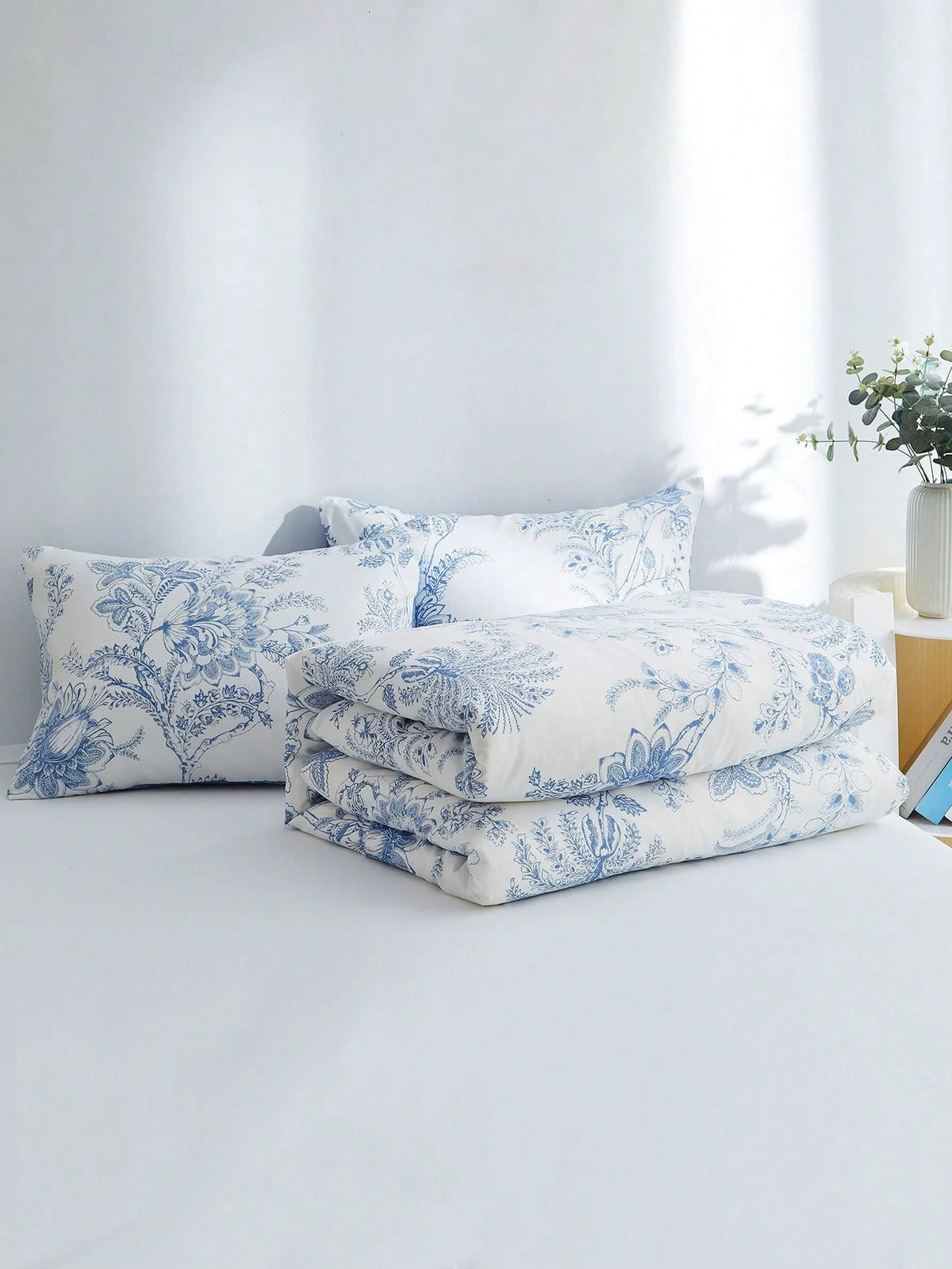 3Pcs Floral Pattern Duvet Cover Set, Bedding, Super Soft & Skin-Friendly Duvet Cover, Washed, Floral Print Duvet Cover Set, Includes Pillow Case, Excludes Comforter, Suitable for Single Bed, Double Bed, King Size Bed, Queen Size Bed, All Seasons, Home Decor, Bedding Gift Set, Machine Washable