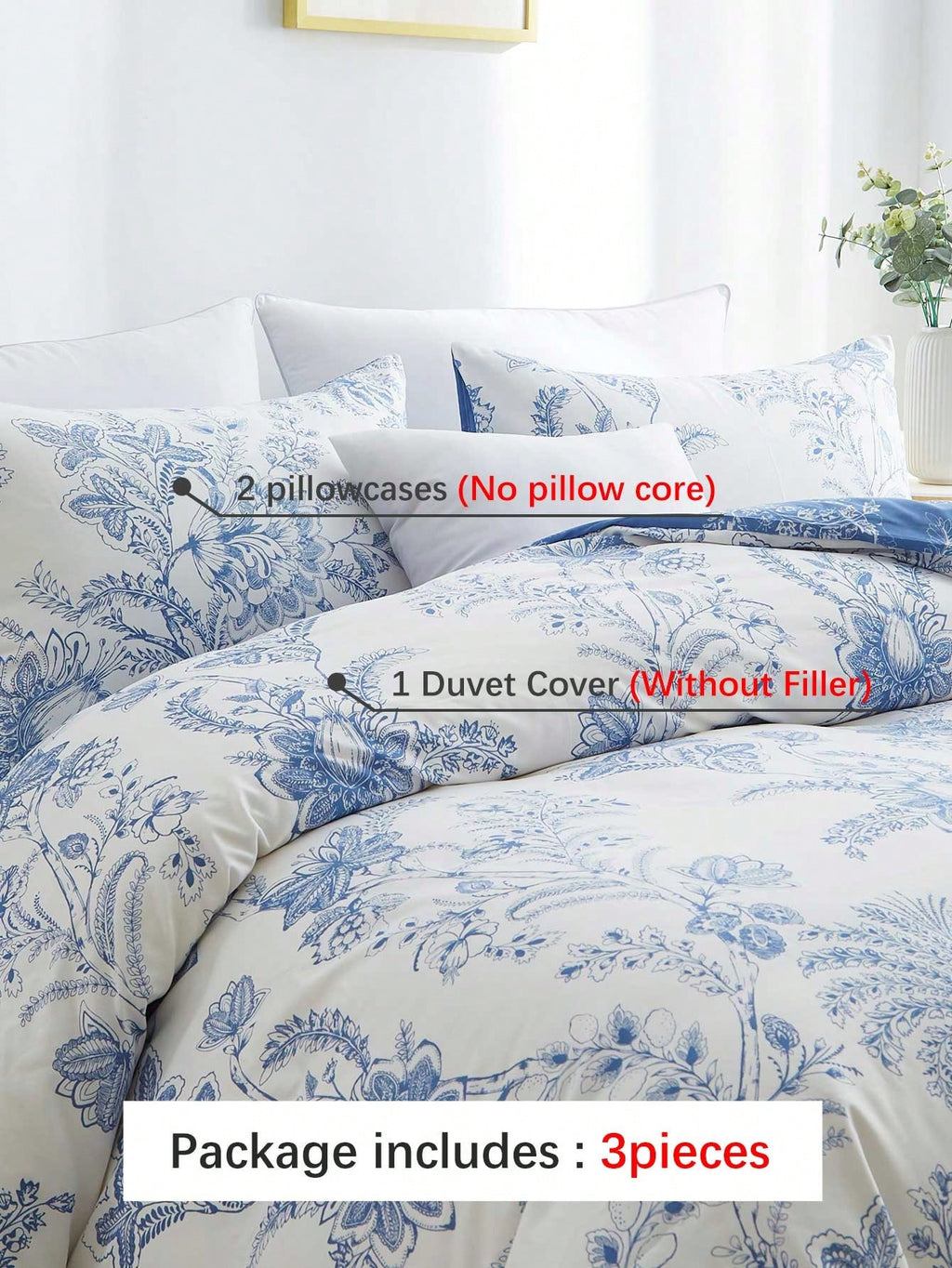 3Pcs Floral Pattern Duvet Cover Set, Bedding, Super Soft & Skin-Friendly Duvet Cover, Washed, Floral Print Duvet Cover Set, Includes Pillow Case, Excludes Comforter, Suitable for Single Bed, Double Bed, King Size Bed, Queen Size Bed, All Seasons, Home Decor, Bedding Gift Set, Machine Washable