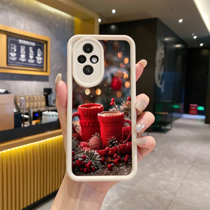 Hot Coffe Cup Christmas Decorate Cartoon Phone Case for Huawei Nova 11i 10 9 7 SE P20 P30 Pro Y70 Y61 Mate 50 40 PRO Soft Cover