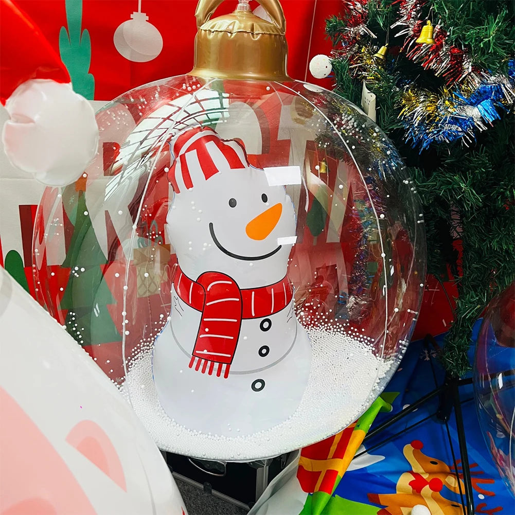 60cm PVC Giant Christmas Inflatable Ball 24 Inch Light Up Inflatable Christmas Ball Outdoor Xmas Tree Decorated Balls Ornaments