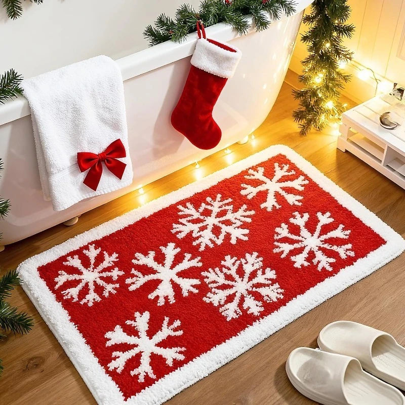 Christmas Floor Mat Absorbent Non Slip Bathroom Kitchen Holiday Decoration
